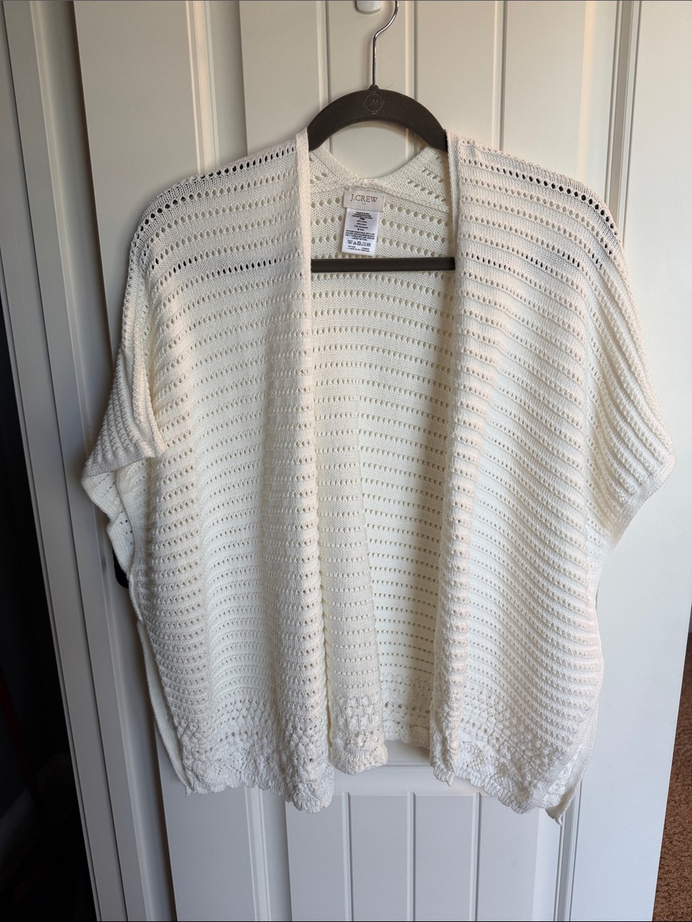 J. Crew Cream Open-Weave Draped Knit Cardigan Shrug